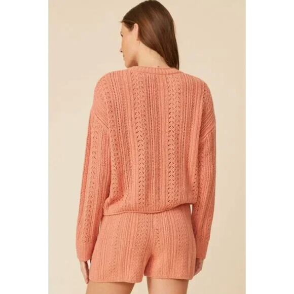 One Grey Day Crewneck Sweatshirt Shorts Set Small Pullover Pointelle Soft Lounge - Picture 4 of 11